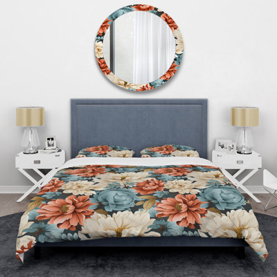 Farmhouse Blue And White Floral Gardens Duvet Cover