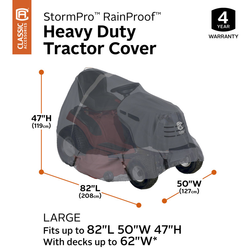 StormPro™ Mildew Resistant Lawn Mower Cover By Classic Accessories, 47" H x 52" W x 80" D