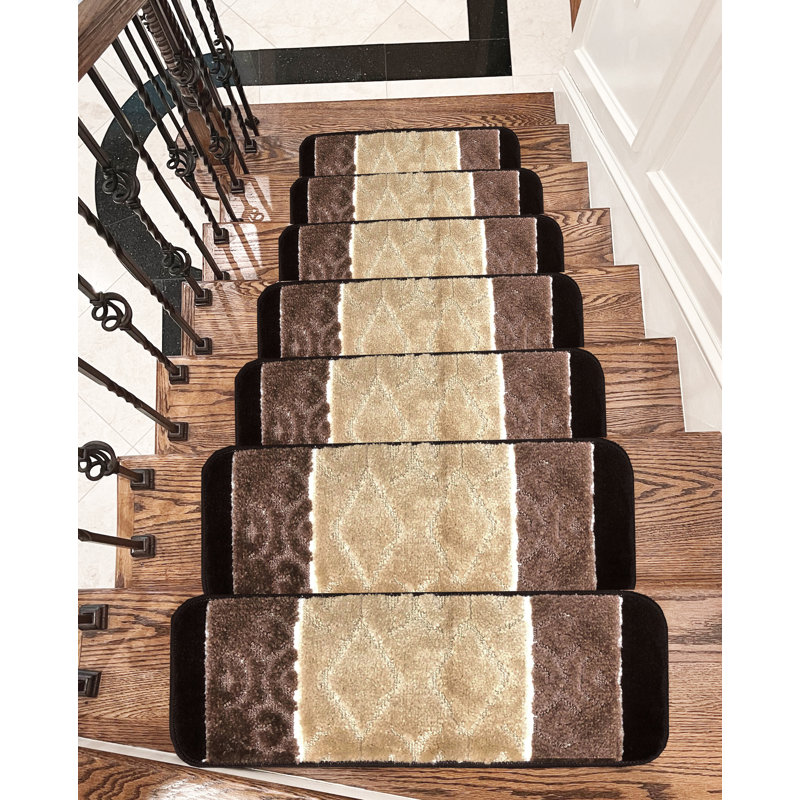 Tapis d'escalier en caoutchouc Karlstad, Brun