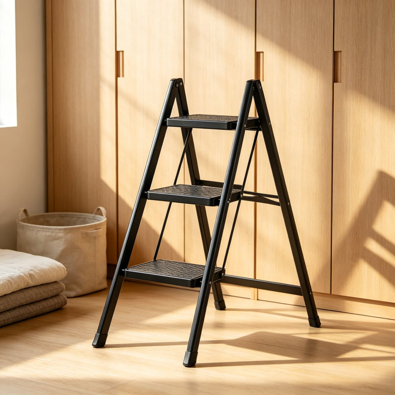Escabeau portatif pliant pour adultes, escabeau léger en fer robuste avec pédale large antidérapante, conception pliable peu encombrante pour la maison, la cuisine, le placard, et plus encore
