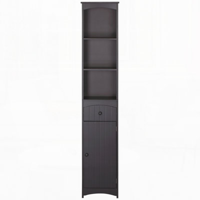 Armoire de rangement pour salle de bain, grande tour en lin avec 3 tablettes et tiroir