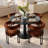 4 - Person Dining Table Sets With Round Table & 4 Upholstered Velvet Chairs-895258811