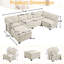 Canapé modulaire en forme de U à 6 places avec velours côtelé beige pour sièges décontractés-121096804