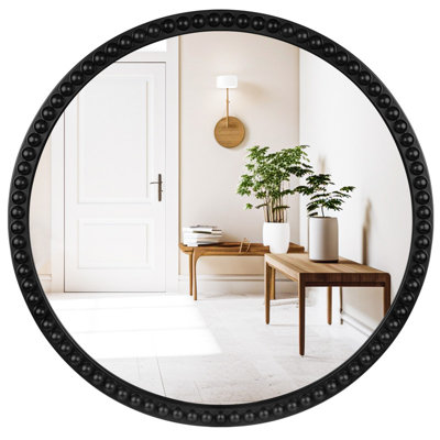 Chelbe Solid Wood Round Mirror
