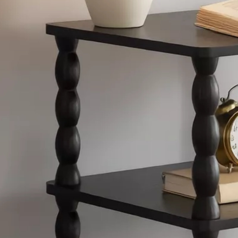 Table d'appoint en bois avec tablette de rangement, table de chevet multi-usage en chêne noir rustique brun pour le salon, la chambre, le bureau et les petits espaces