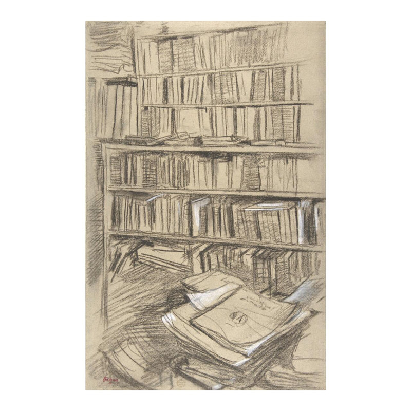 Bibliothèque par Edgar Degas - Estampe numérique, H 20 po x l 16 po