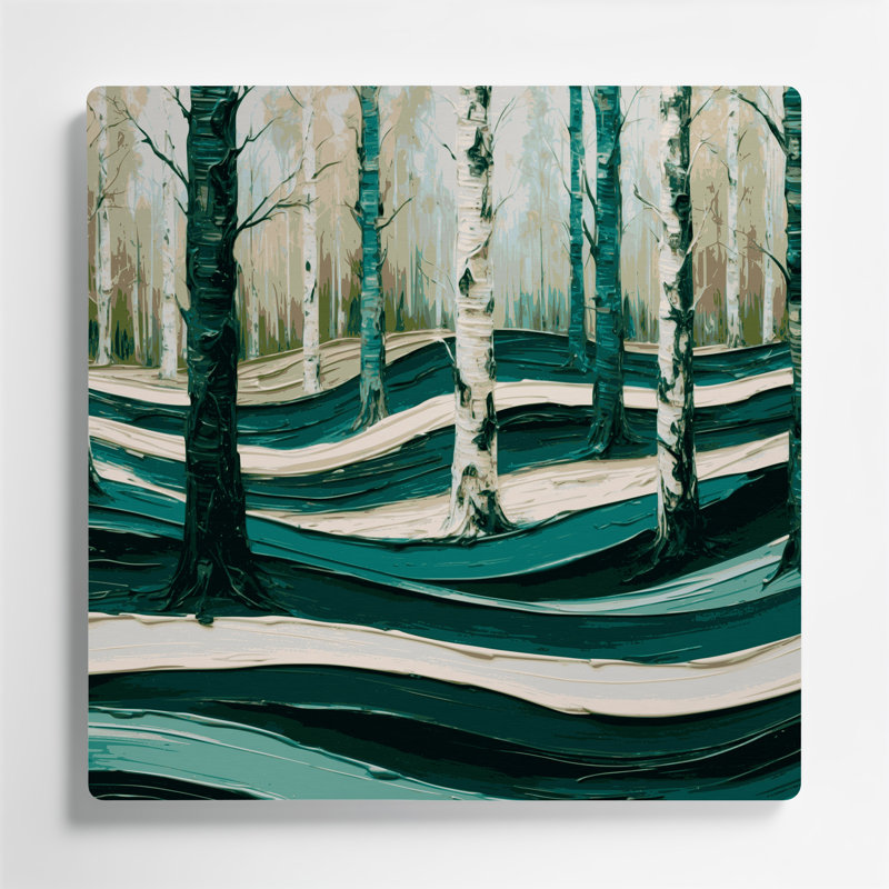 Art mural horizontal horizontal rayé vert forêt en métal brun crème, H 12 po x l 12 po