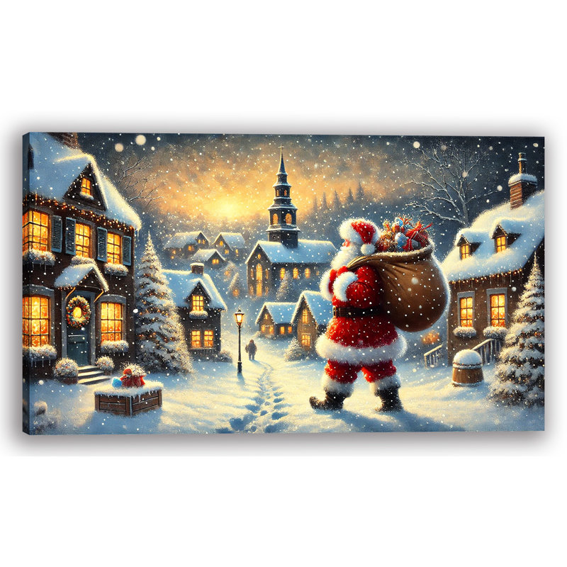 «Tranquil Winter's Eve: Snowy Landscape with Flying Oies», art sur toile, H 12 po x l 12 po