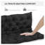 Coussin de banc d'extérieur capitonné 3 places avec dossier Outsunny, coussin de remplacement en polyester noir pour canapé de patio, balançoire ou canapé-1940492752