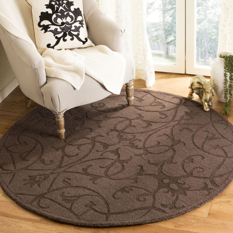 Soukup Hand Loomed Wool Floral Rug, Round 5'