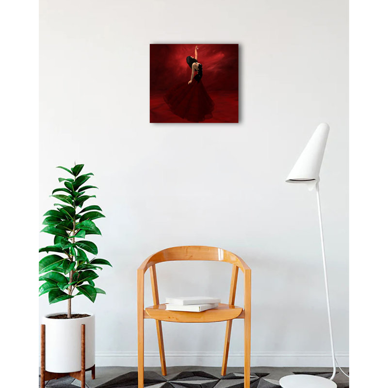 Lady in Red - impression d'art graphique, H 12 po x l 12 po x P 1,5 po, Toile tendue