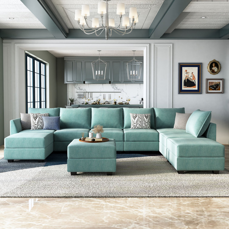 U shaped Modular Sectional Grey Sectional Sofa with Chaise