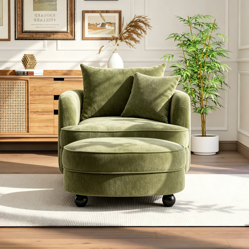 Canapé surdimensionné de 40 po en chenille surdimensionné moderne et canapé de 28 po de large avec repose-pieds, Vert