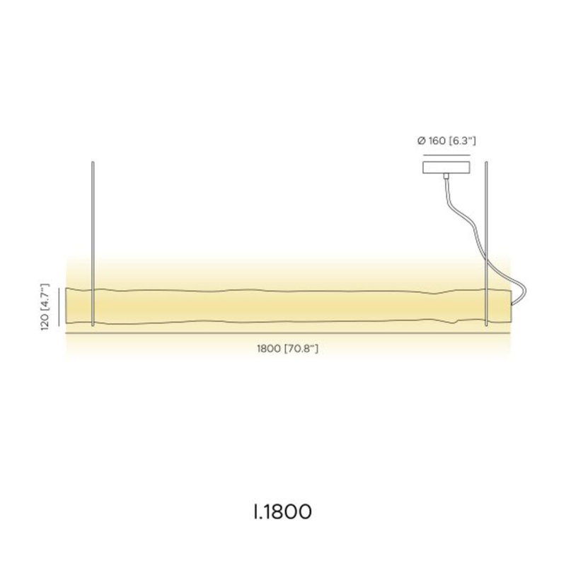 Baggy Horizontal Suspension Lamp, 1.57" H x 70.8" W x 4.7" D, 52 W