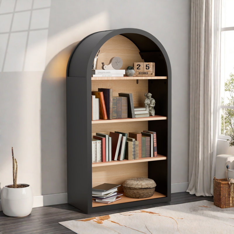 Bibliothèque arquée avec tablettes de rangement