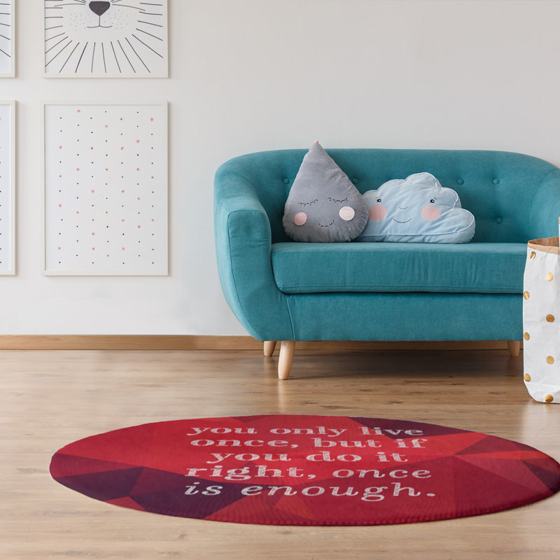 Faux gemme que vous ne vivrez qu’une fois tapis de poly-chenille, Rond 5 pi