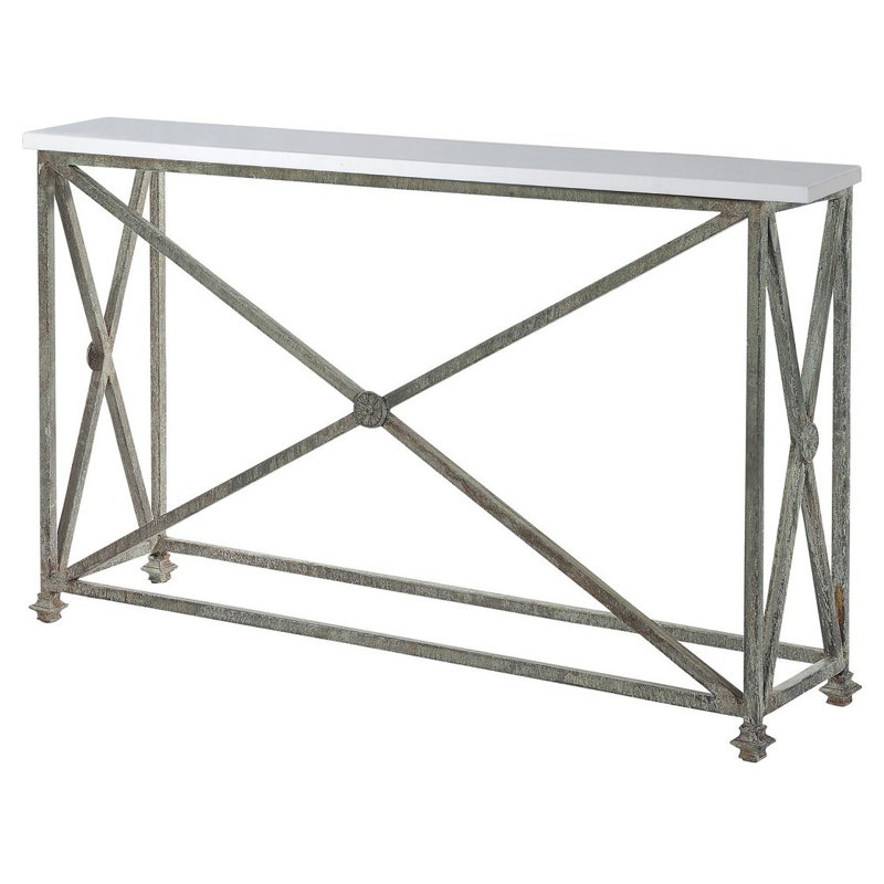 Medallion 60'' Console Table, Deep Ocean, 34"H x 45"W x 15"D, Carrera Marble