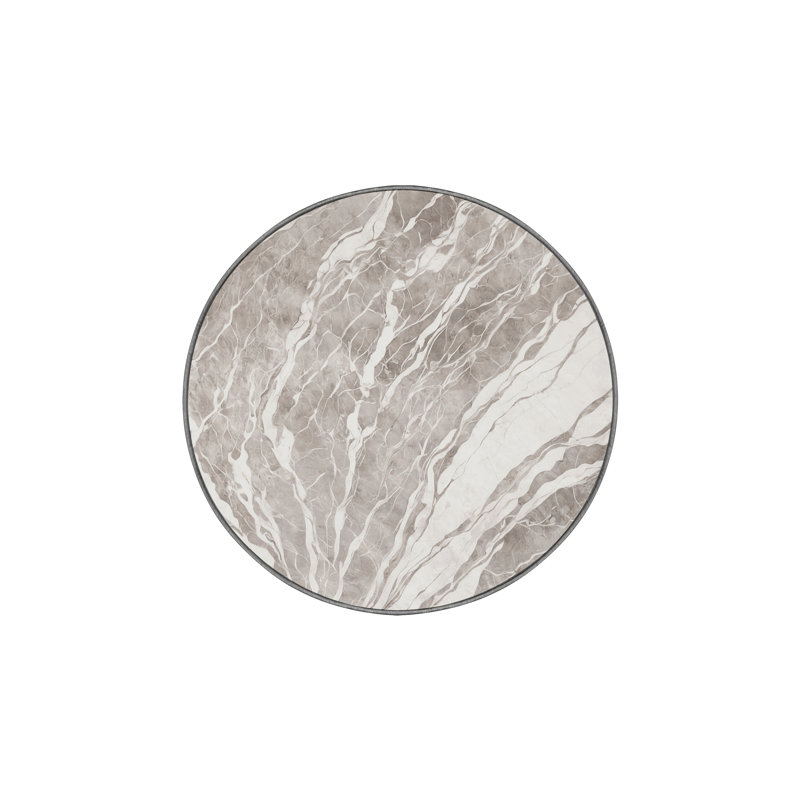 Tapis gris lavable à la machine, Rond 7 pi