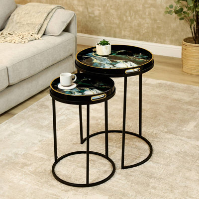 Bellarose 65cm Round Nesting Table for Living Room, Modern Design Top End Table
