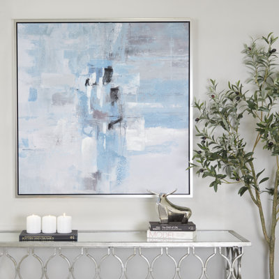 Framed Wall Art with Canvas People Silver Frame