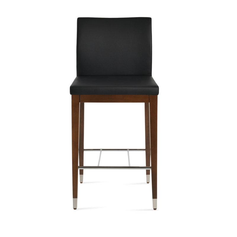 Tabouret de bar et de comptoir en bois Aria, Tabouret de bar (siège d'une hauteur de 29 po), Noir / similicuir