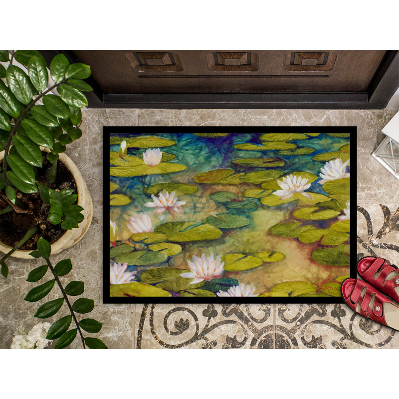 Non-Slip Doormat, Waterlillies, 24" W x 36" L