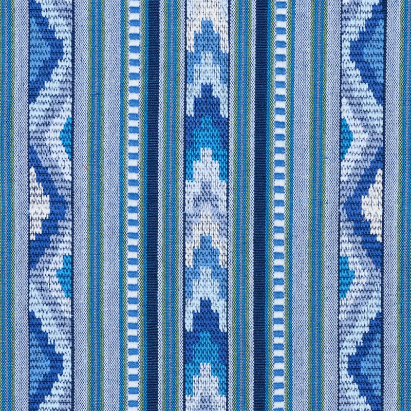 Zarzuela Stripe Embroidery Fabric, Blue/ Dark Blue/ White