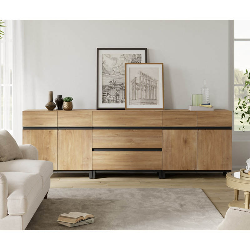 Meuble télé 94,5 po Modern, Bois naturel