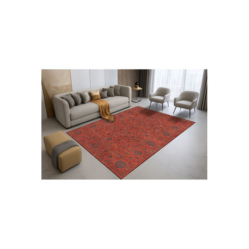 Tapis vert tissé à motif lavable Mosso, 2' x 2'11"