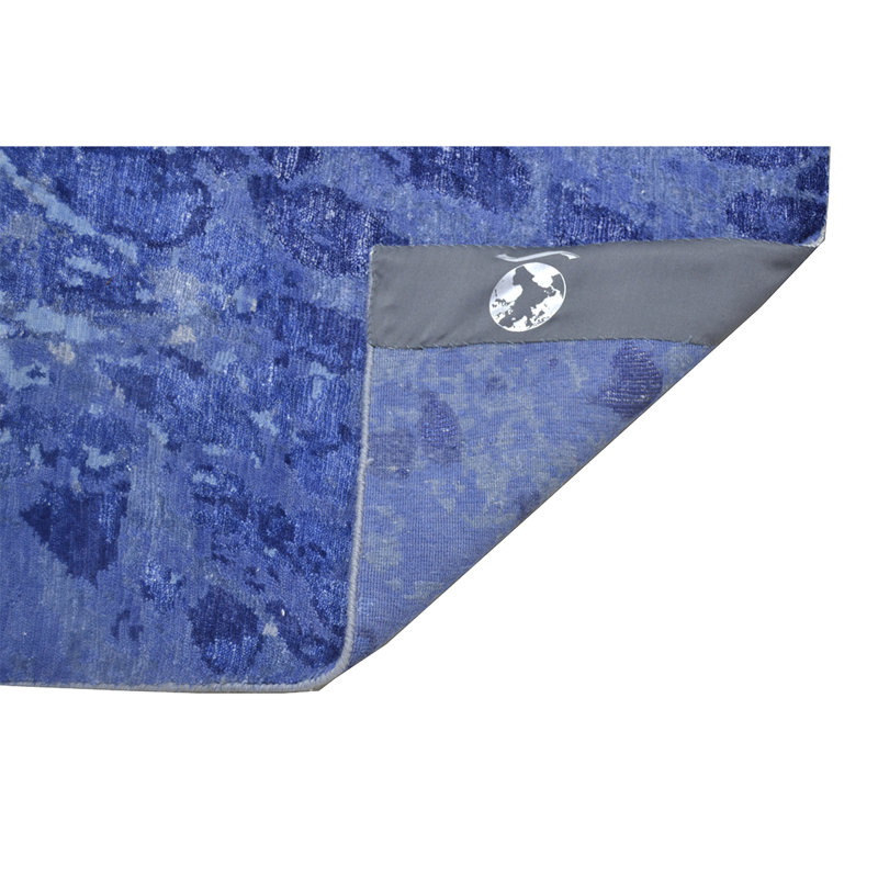 Tapis noué à la main en bleu / gris, Rectangle 8 pi x 10 pi
