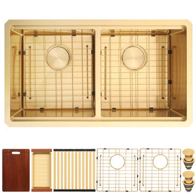 Évier de cuisine encastré à double cuve encastrable 30 po L x 18 po l 30 po