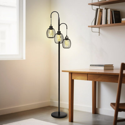 68.89‘’ Tall Dimmable Floor Lamp With 3 LED Edison Bulbs