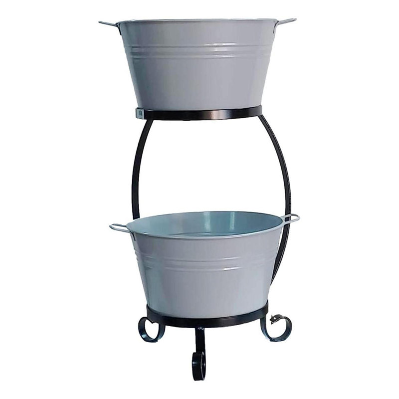 Verdi Metal Pot Planter, Light Gray