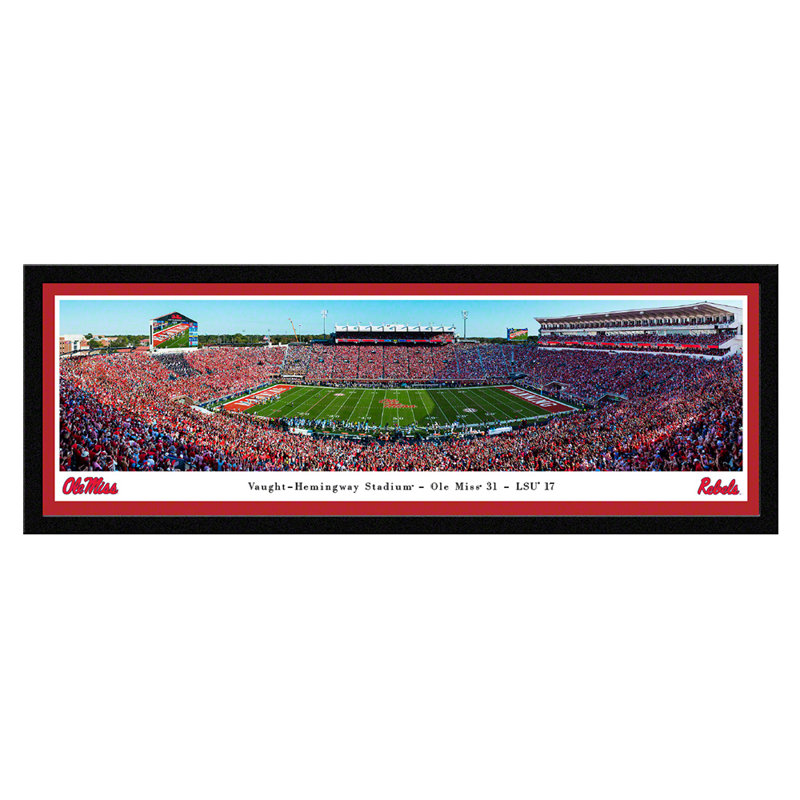 Impression panoramique Ole Miss Football, Cadre noir, H 15,5 po x l 42 po x P 1,375 po
