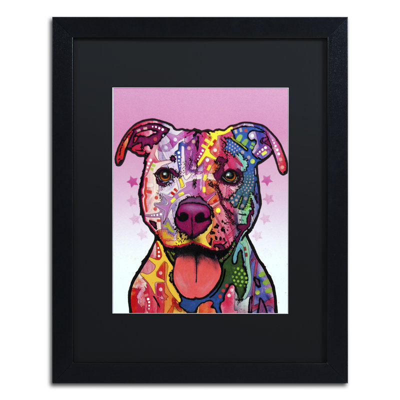« cherish the pitbull », reproduction d’art sur toile encadrée, H 20 po x l 16 po x P 0,5 po, Noir