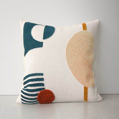 Fulbourn Cream/Teal Square Throw Cushion