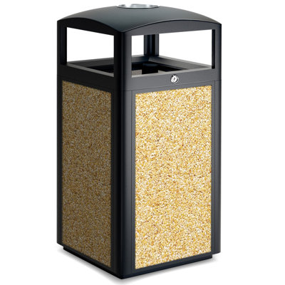 Commercial Outdoor Trash Can, Heavy Duty Steel Mesh Garbage Bin with Metal Liner