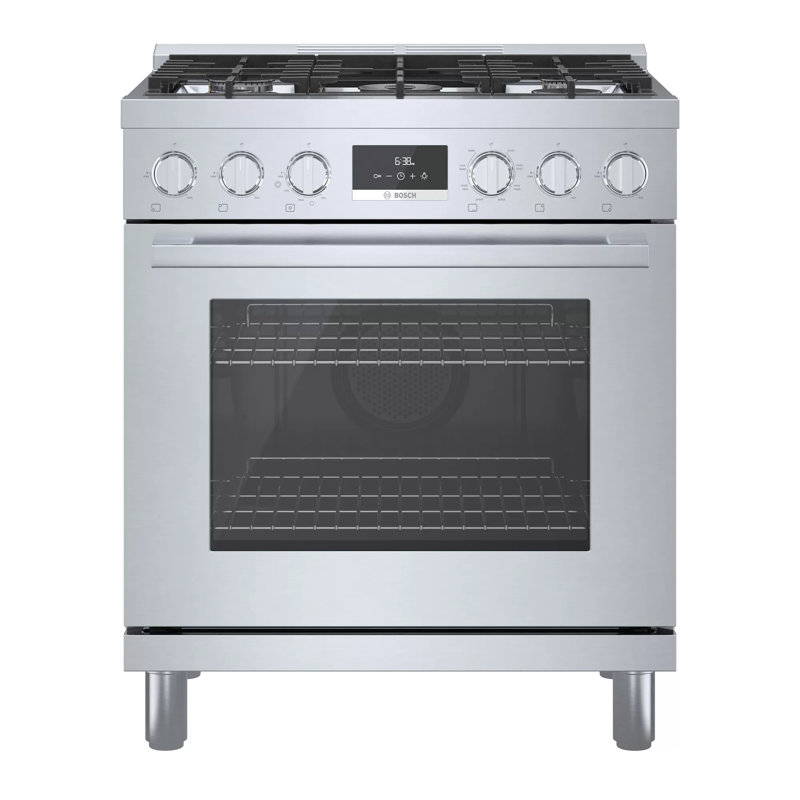 800 Series 30" 4 cu. ft. Freestanding Dual Fuel Range with True European Convection, Stainless Steel