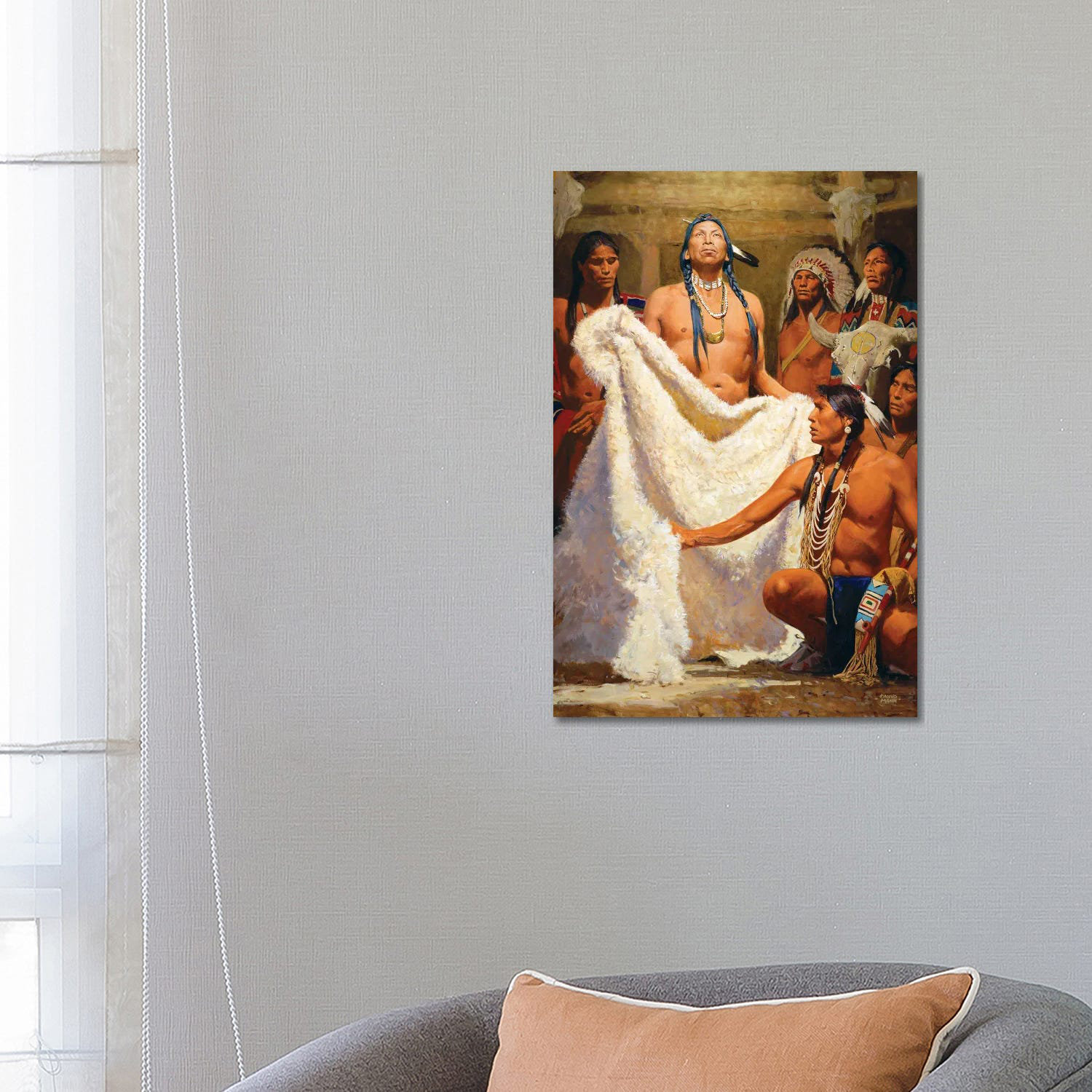 Buffalo Robe Drawing BohoLiving White Buffalo Robe II by David Mann - Wrapped Canvas ...