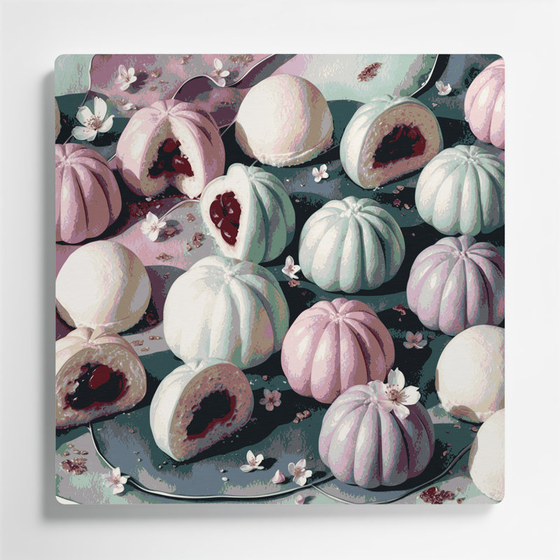 Dessert Daifuku, art mural en métal gris, H 16 po x l 16 po