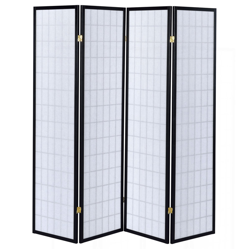 Paravent pliable 4 panneaux Sartre, Black, 70.25" H x 69.5" W x 0.75" D
