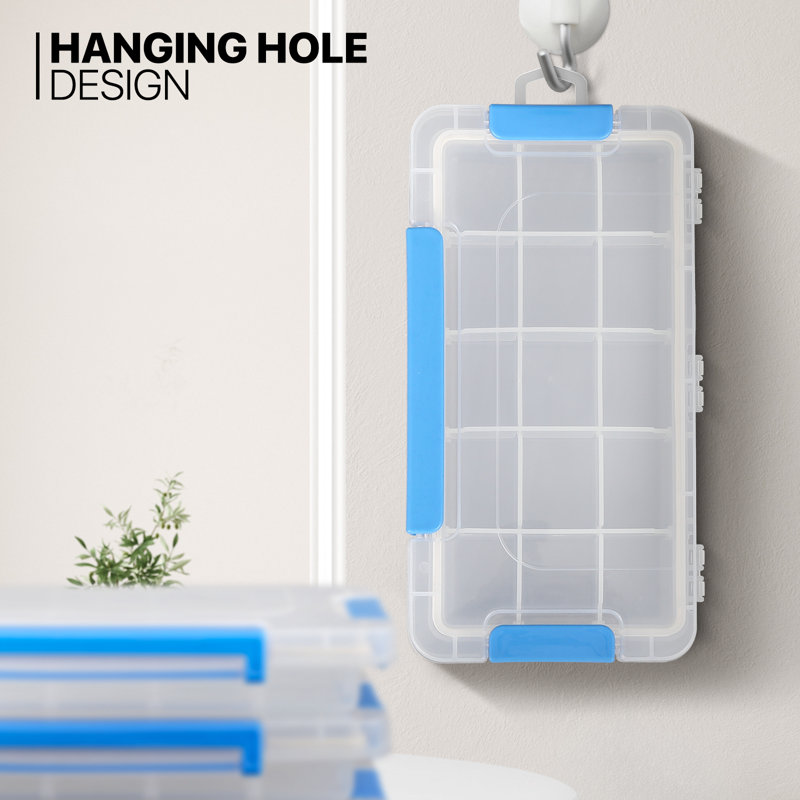 4Pcs 15 Grids Plastic Compartment Box With Adjustable Divider, Stackable Organizer Storage Container