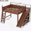 Lit mezzanine double avec tablettes de rangement et garde-robe, lits mezzanine en bois massif avec glissières et échelles amovibles, aucune boîte à ressorts nécessaire, naturel profond (protection par brevet)-322709642-322709653