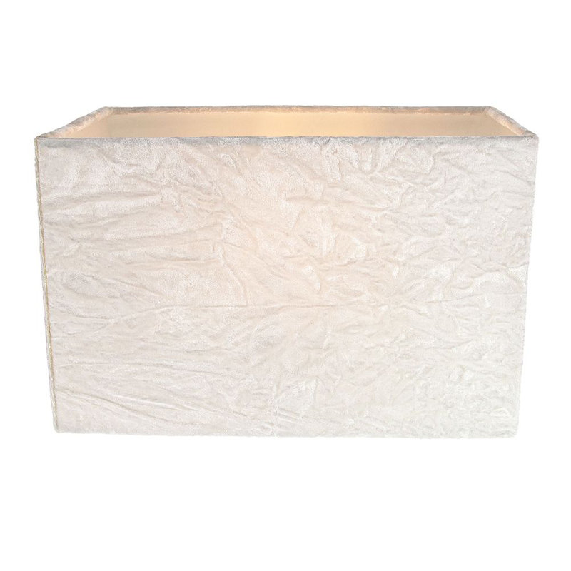Contemporary Designer Crushed Velvet Fabric Rectangular Lamp Shade, White