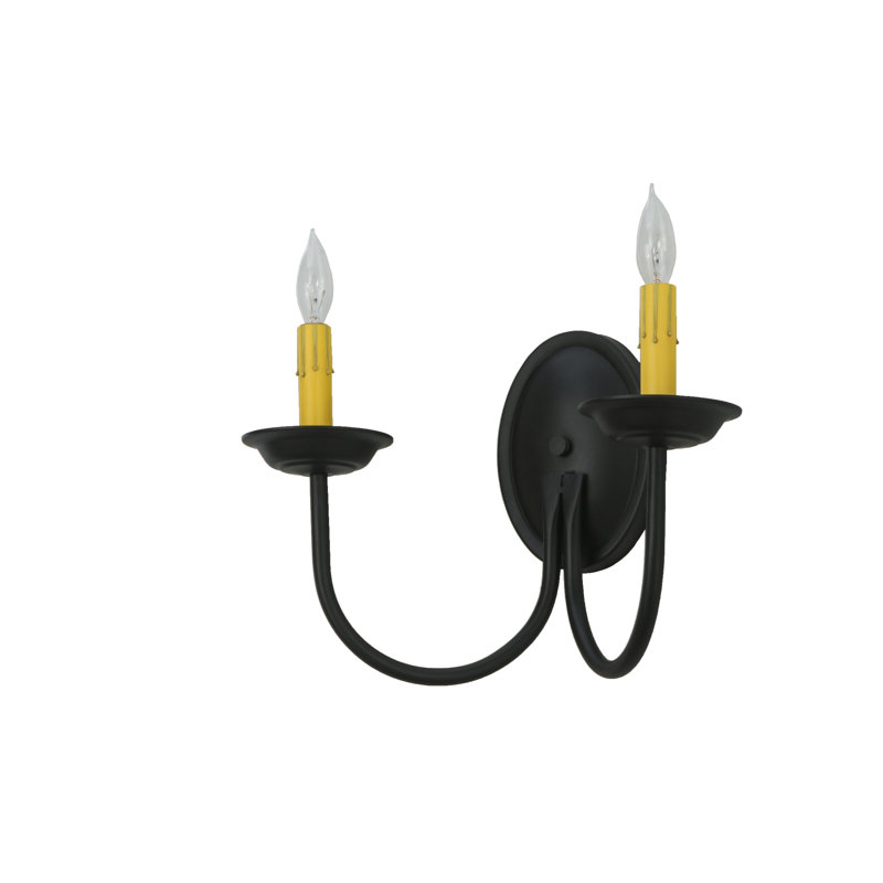Elegant Blackwash 14.5" Dual Ivory Candlelight Wall Sconce