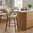 Mid-Century Modern Counter Stool, Fabric Upholstered Barstool with Wingback, Armless Counter Height Bar Stool With Wood Legs, Metal Footrest, For Kitchen Island Bar Counter, Khaki, Set of 2-124580351-124825000