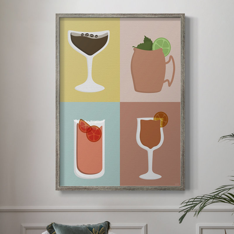 Impression encadrée Colorblock Cocktail II - bois massif, H 21 po x l 17 po