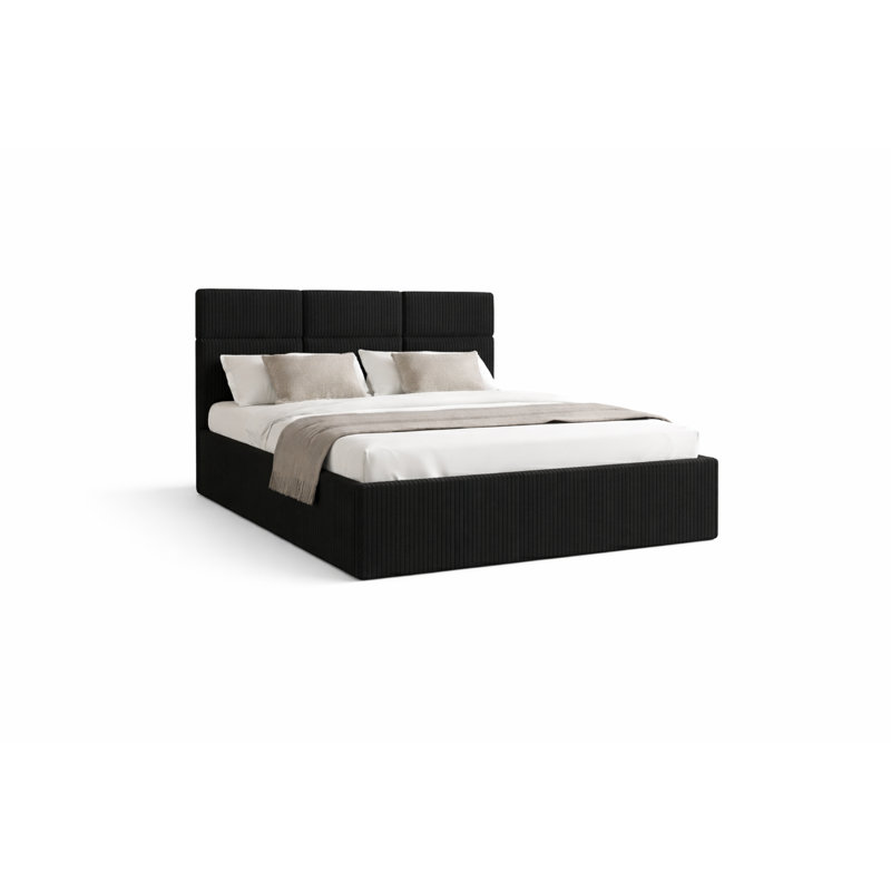 Upholstered Bed, Black, European Kingsize (160 x 200 cm)