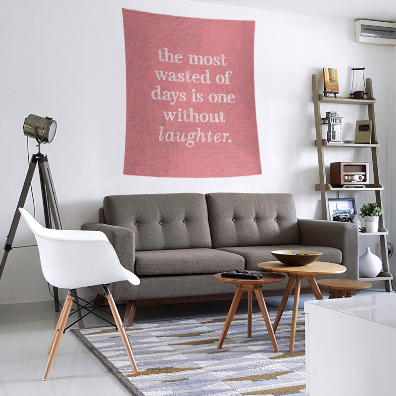 Tapisserie en polyester pour citation de rire, H 27,5 po x l 37,5 po, Rouge / blanc