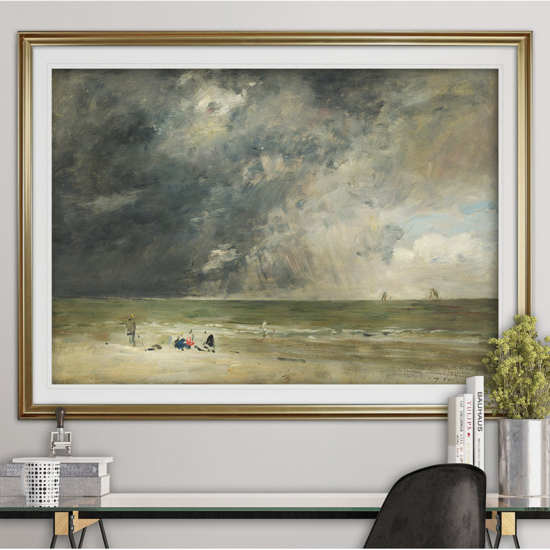 «The Beach at Trouville» par Claude Monet, impression, H 24 po x l 32 po x P 1,5 po, Or